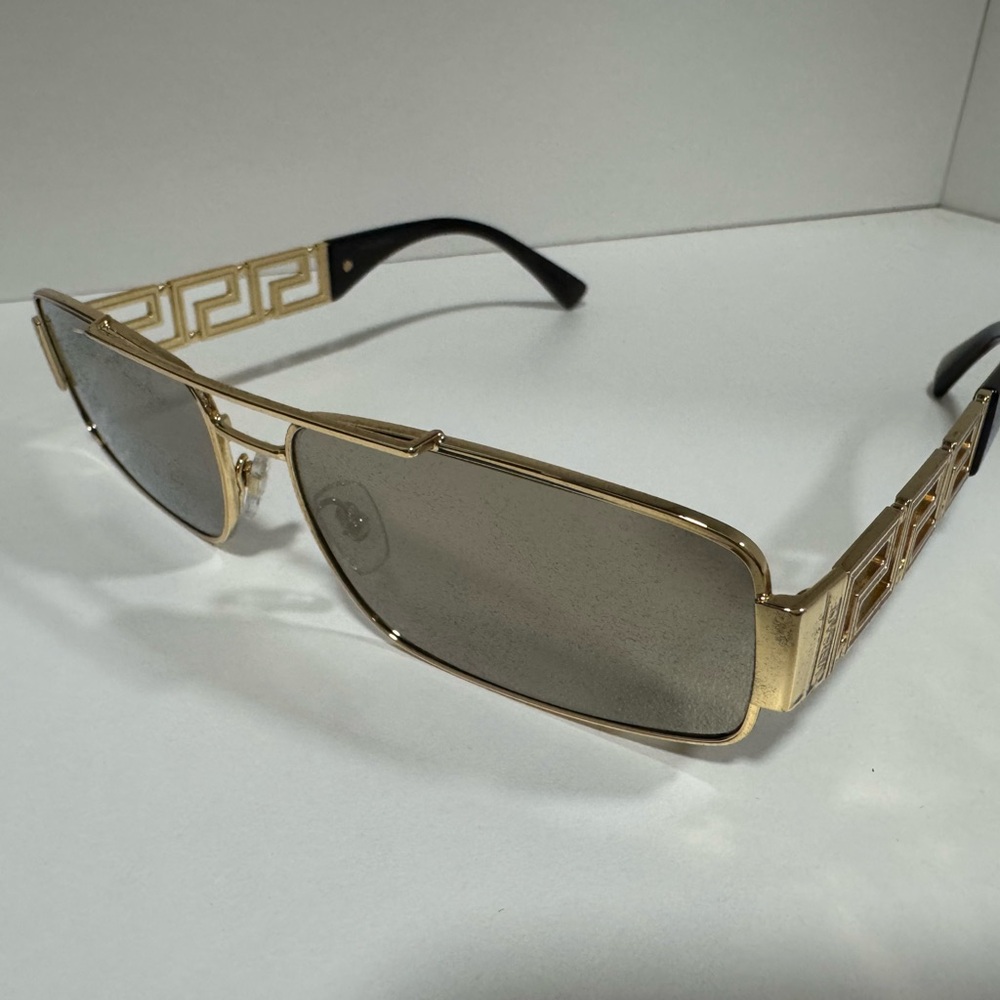 Versace Gold Rectangular Sunglasses - image 4